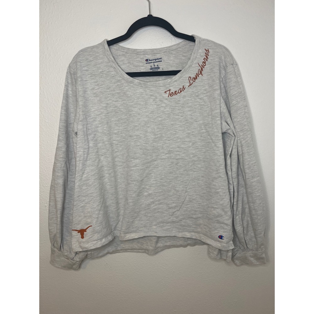 Champion Texas Longhorns Gray Long Sleeve Athletic TShirt Women's Size Lage
